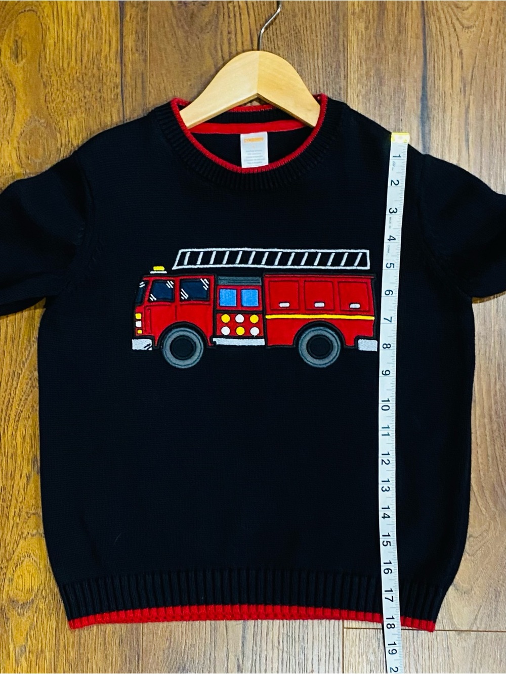 Gymboree Boys ‘Fire Chief’ Black Fire Truck Sweater Size 6 - Picture 10 of 11